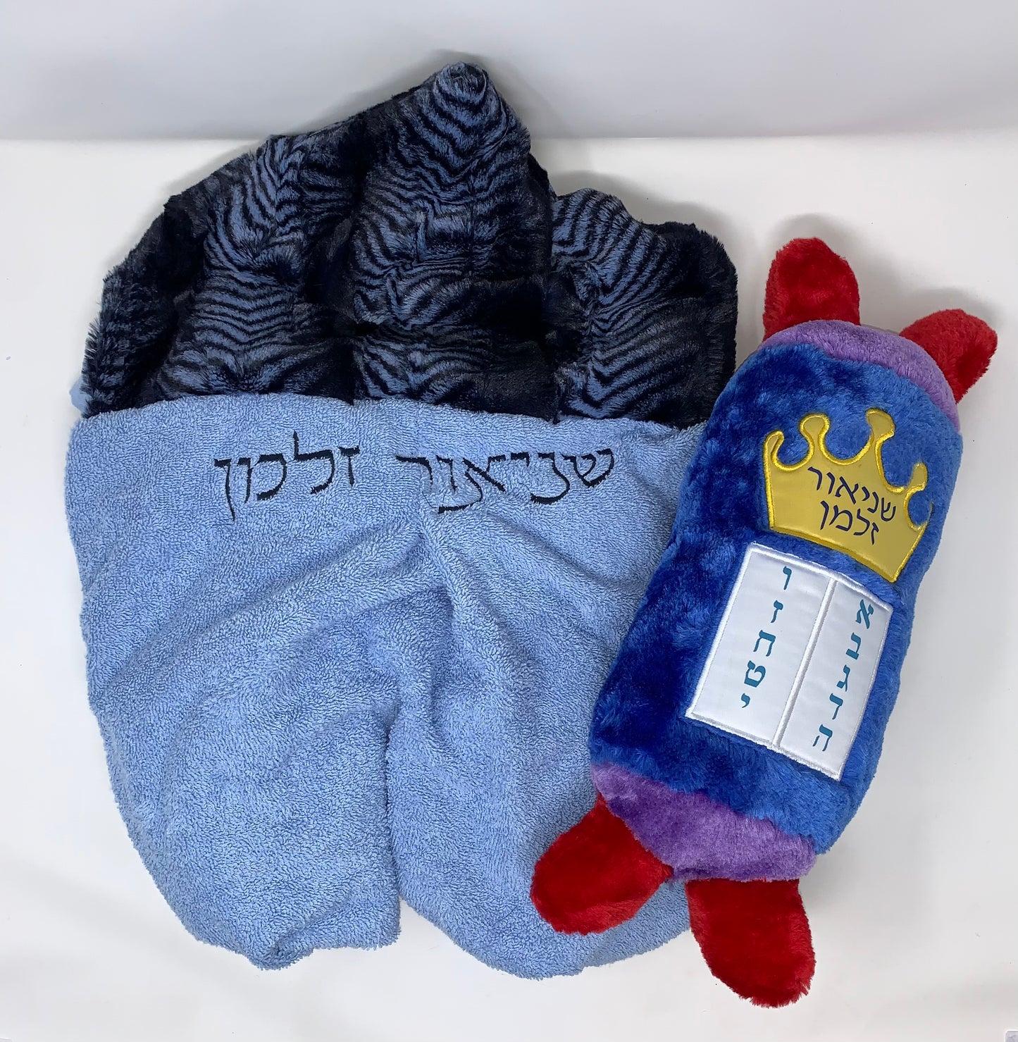 Minky hooded towel + plush Torah