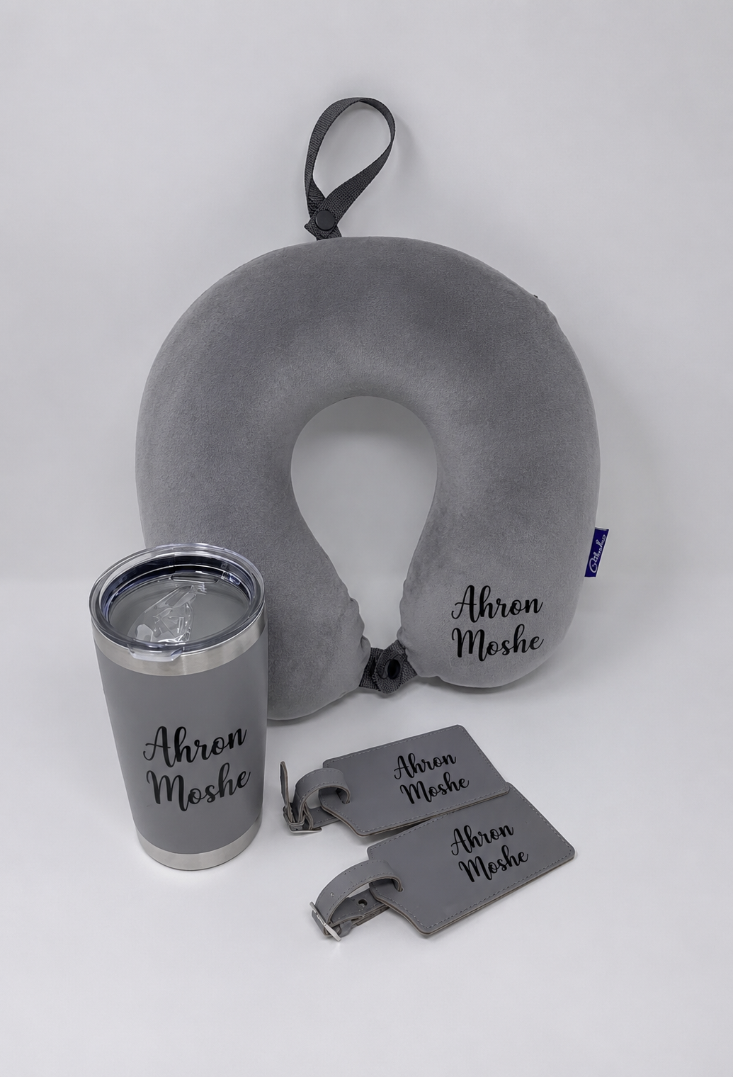 Travel bundle! Travel pillow + tumbler + 2 luggage tags