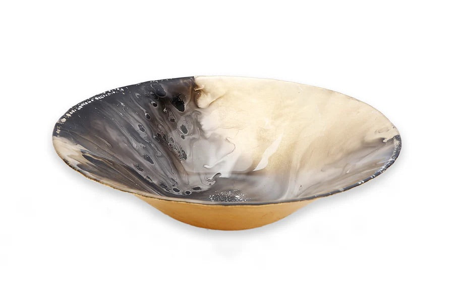 11.75"D Gold Marbelized Salad Bowl