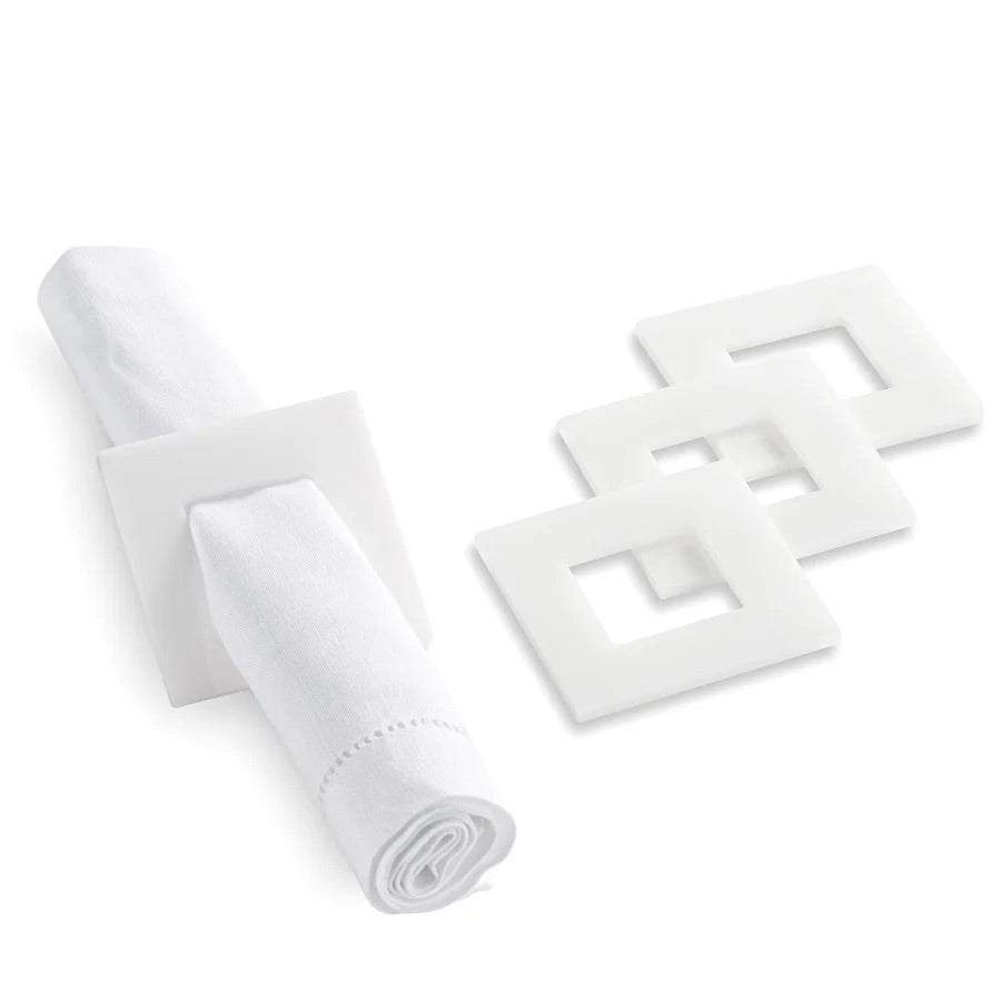 White Square Napkin Rings