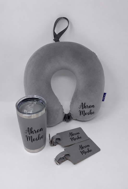Travel bundle! Travel pillow + tumbler + 2 luggage tags