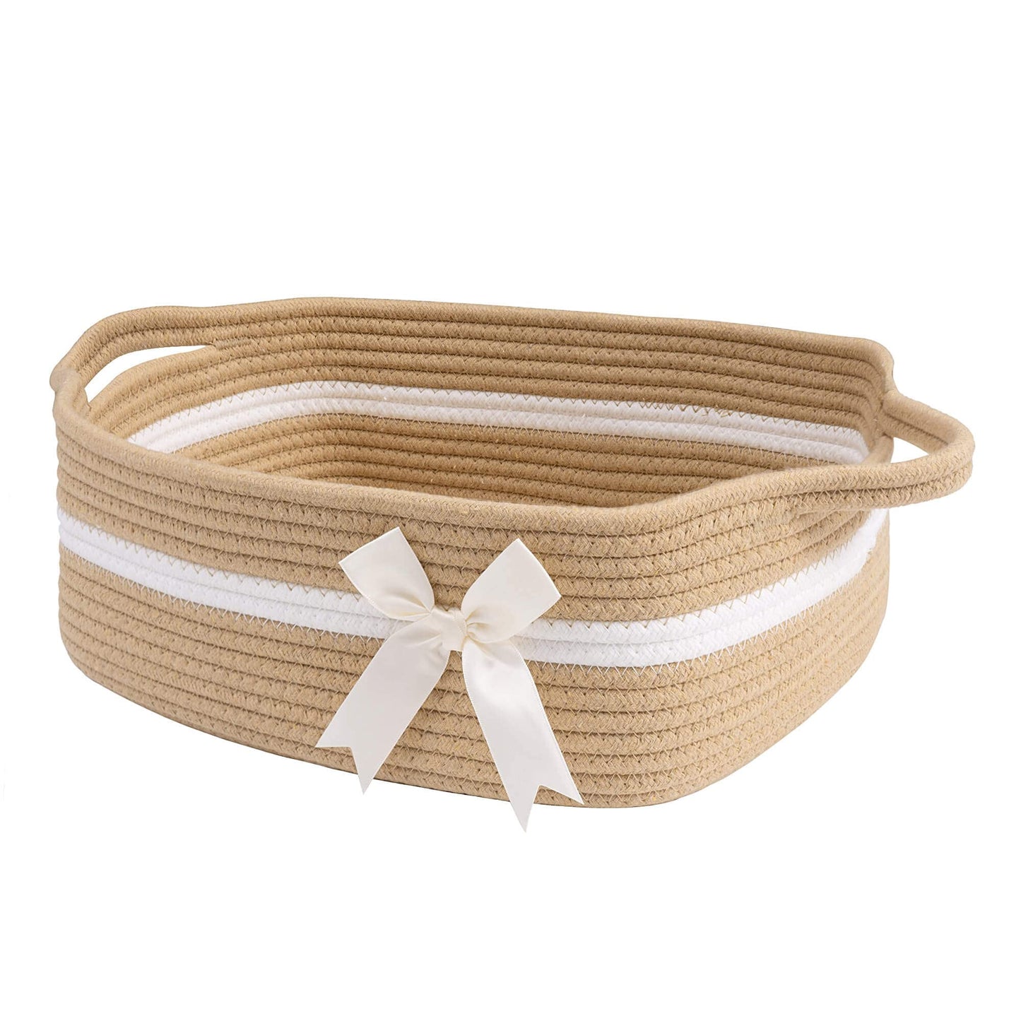 CHICVITA Storage Baskets for Gifts Empty, Gift Basket for Christmas, Small Woven Burr Basket for Towels Baby Toys, Decorative Rope Baskets for Nursery Living Room, Grey, 13 x 9.8 x 5 inches