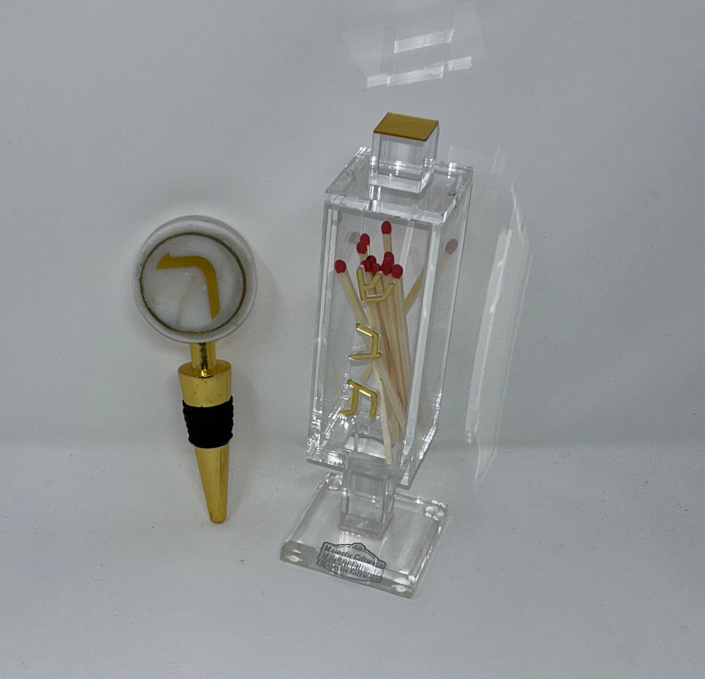 Lucite besomim holder + bottle stopper