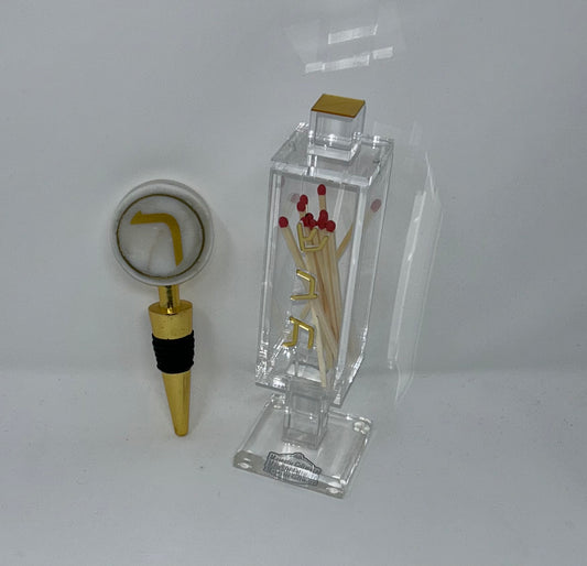 Lucite besomim holder + bottle stopper