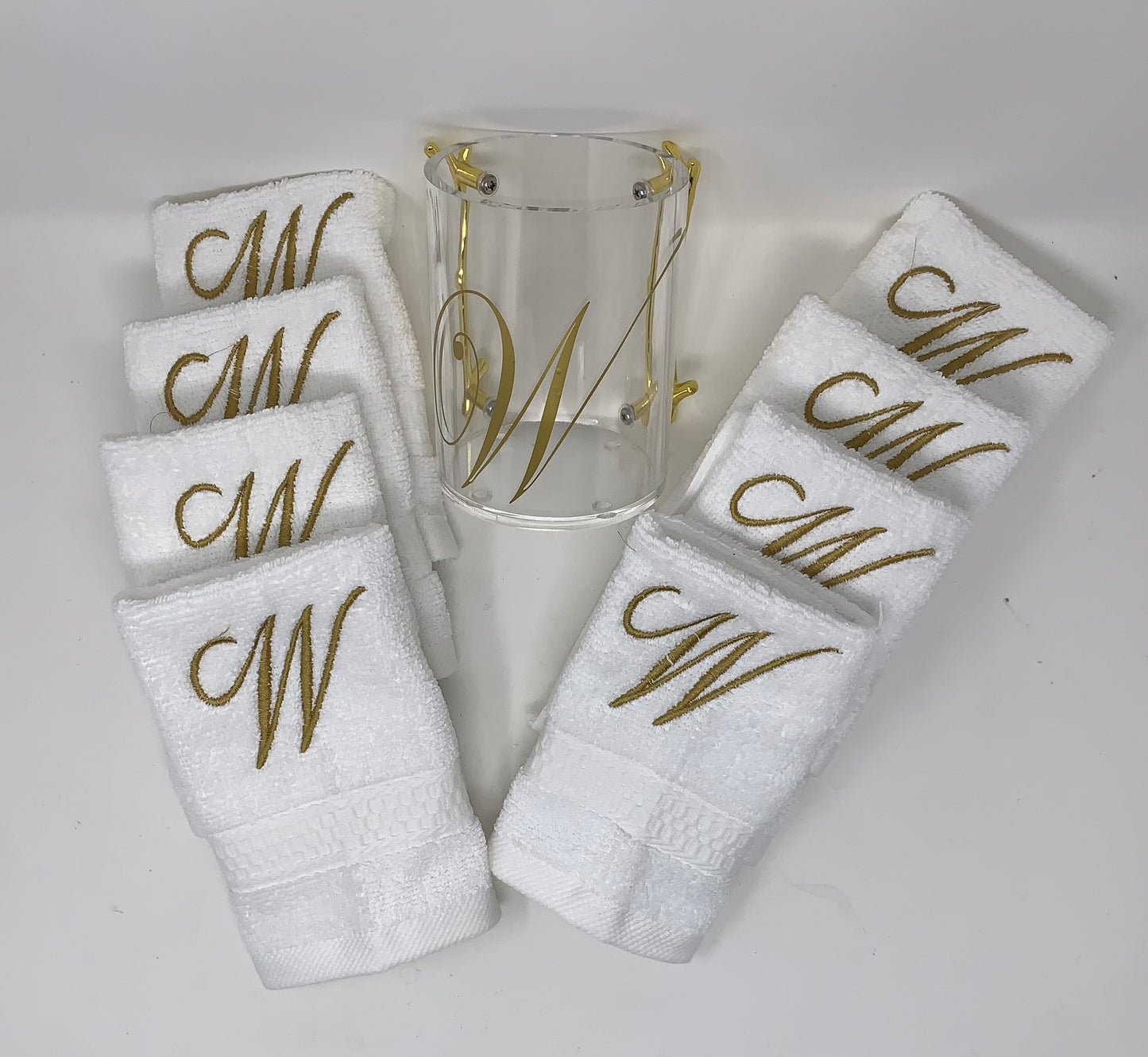 Lucite kvort + 8 fingertip towels