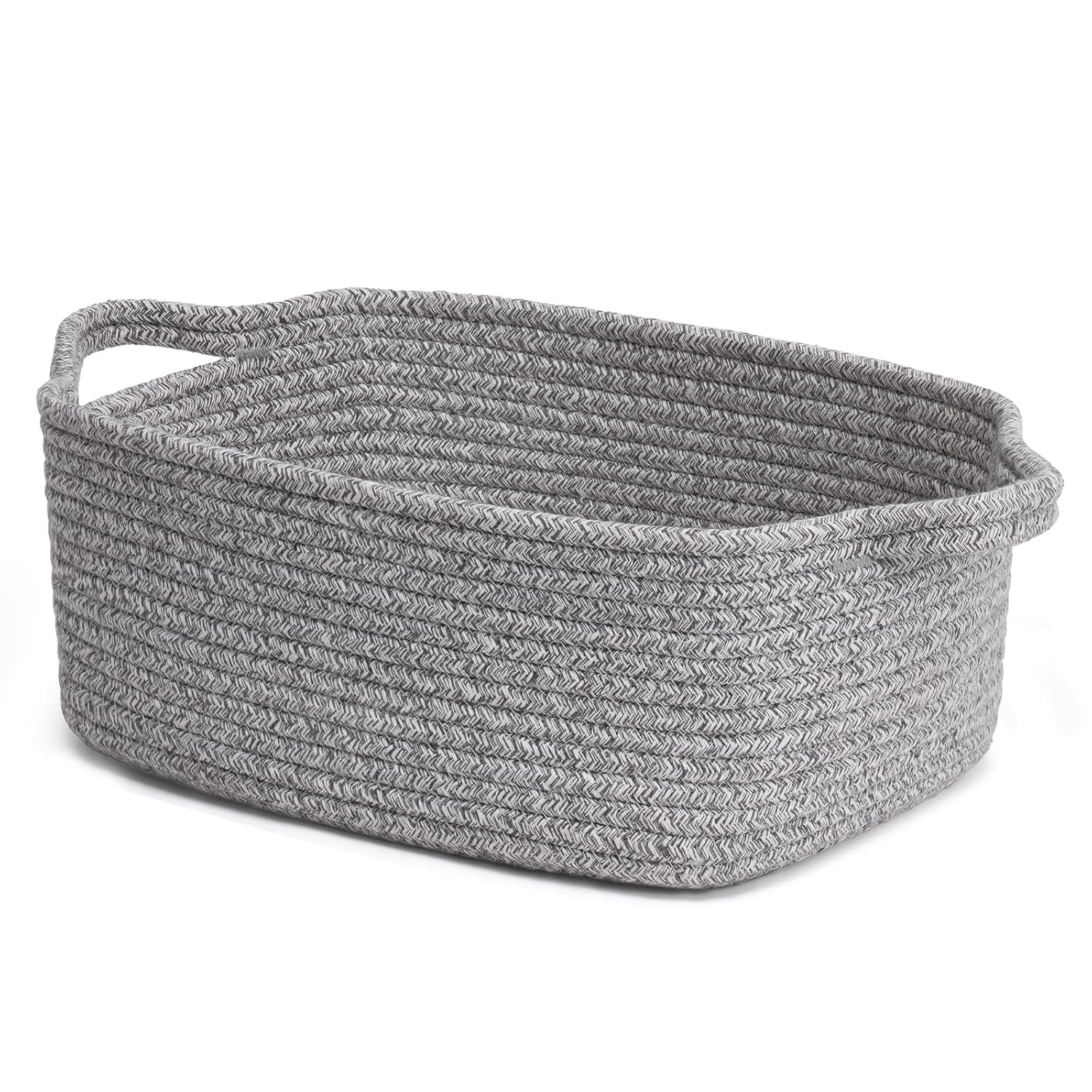 CHICVITA Storage Baskets for Gifts Empty, Gift Basket for Christmas, Small Woven Burr Basket for Towels Baby Toys, Decorative Rope Baskets for Nursery Living Room, Grey, 13 x 9.8 x 5 inches