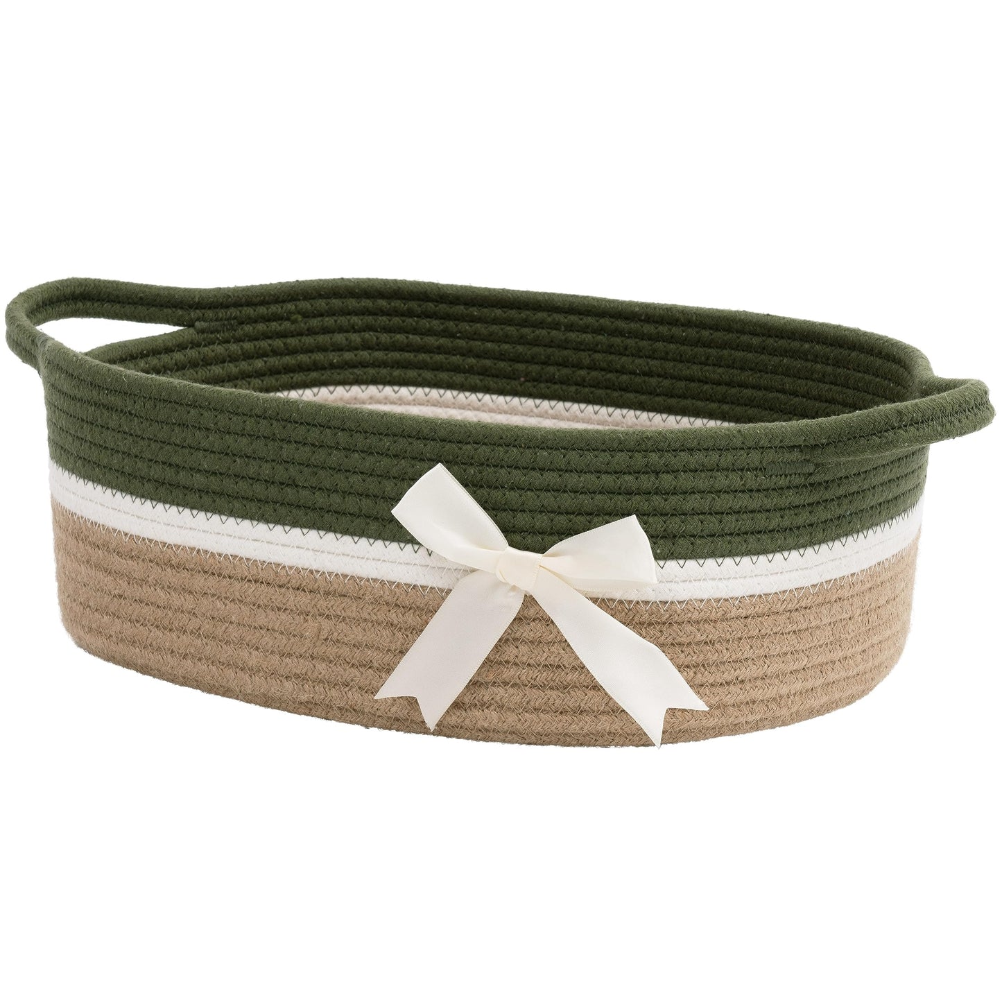 CHICVITA Storage Baskets for Gifts Empty, Gift Basket for Christmas, Small Woven Burr Basket for Towels Baby Toys, Decorative Rope Baskets for Nursery Living Room, Grey, 13 x 9.8 x 5 inches