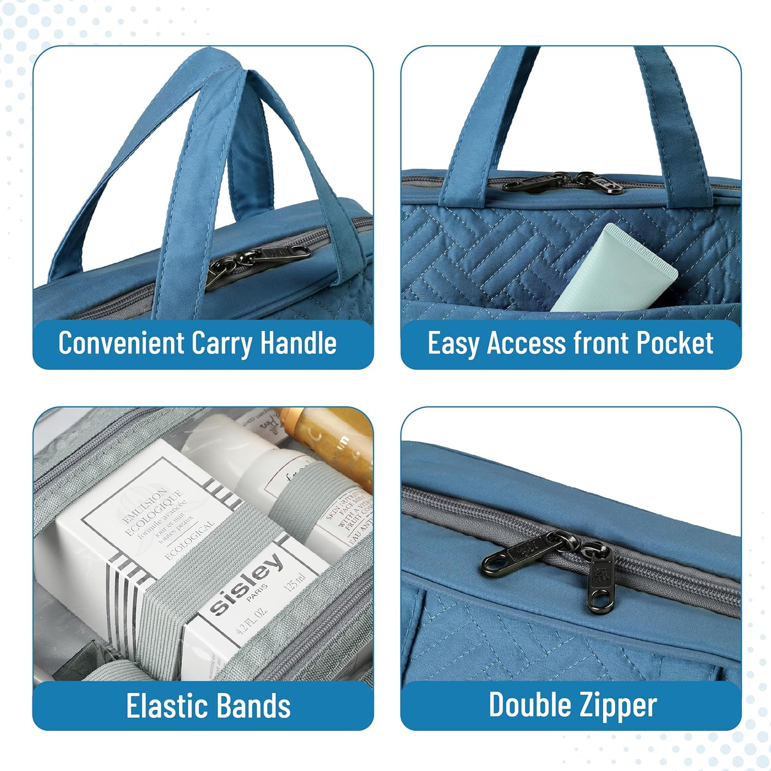 Ms. Pen- Travel Toiletry Bag Organizers, Teal, Makeup Travel Bag for Toiletries with Hanging Hook, Water-Resistant
