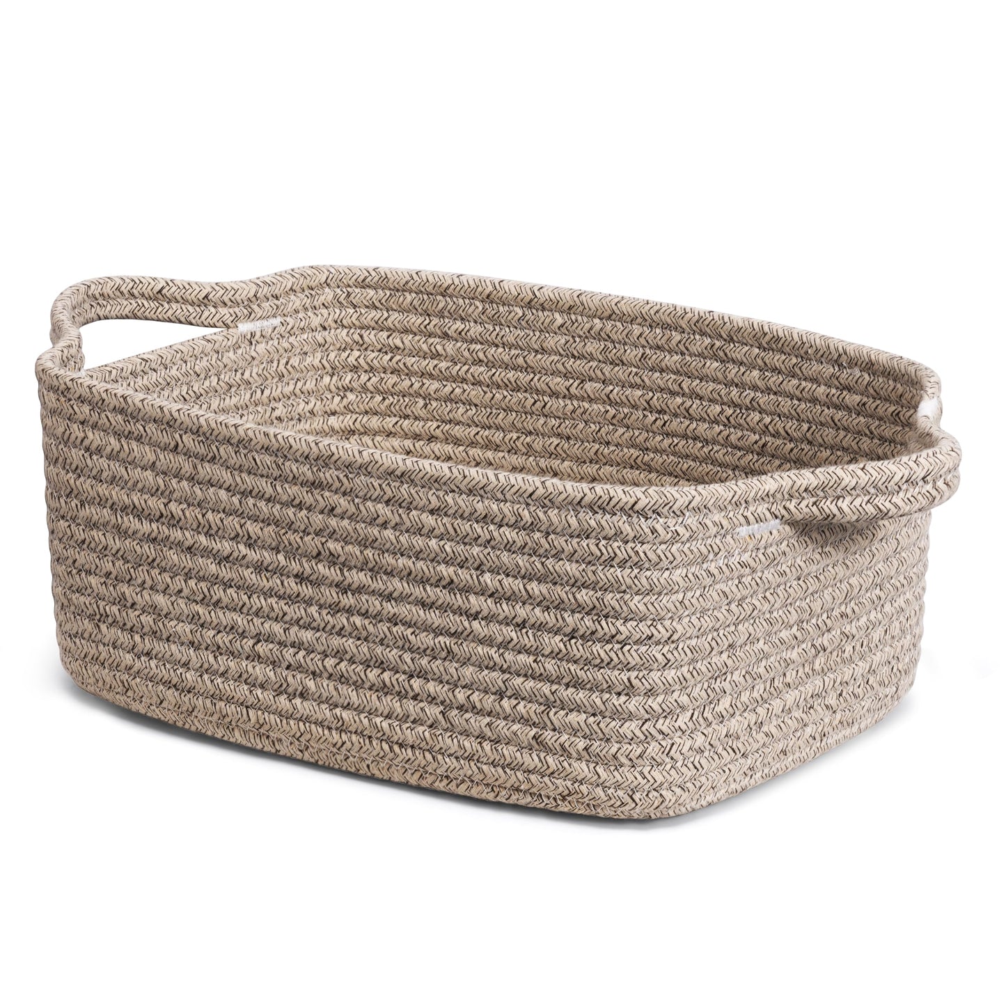 CHICVITA Storage Baskets for Gifts Empty, Gift Basket for Christmas, Small Woven Burr Basket for Towels Baby Toys, Decorative Rope Baskets for Nursery Living Room, Grey, 13 x 9.8 x 5 inches