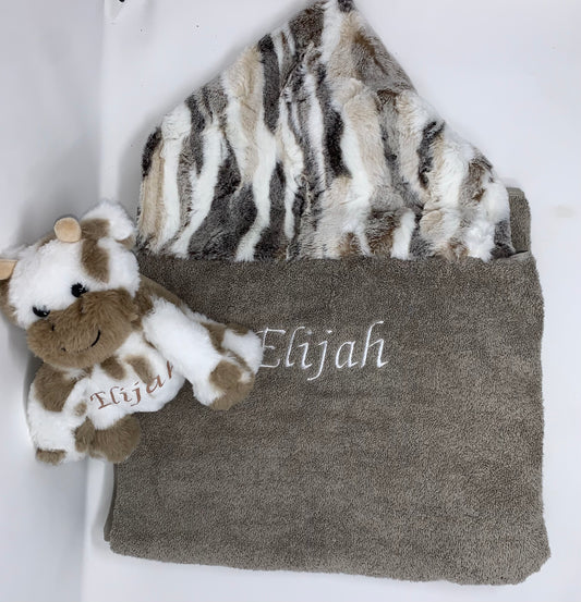 Minky blanket and plush sheep combo