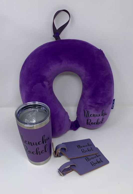 Travel bundle! Travel pillow + tumbler + 2 luggage tags
