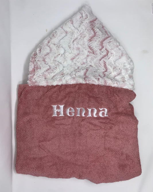 Minky hooded towel girl - personalization included