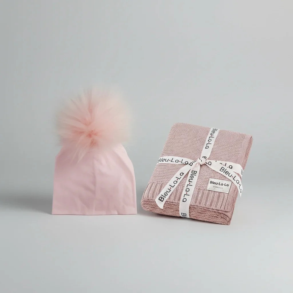 "Cozy Baby Girl Bundle: Hat & knit Blanket Pack"