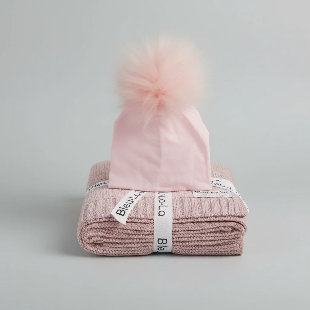 "Cozy Baby Girl Bundle: Hat & knit Blanket Pack"